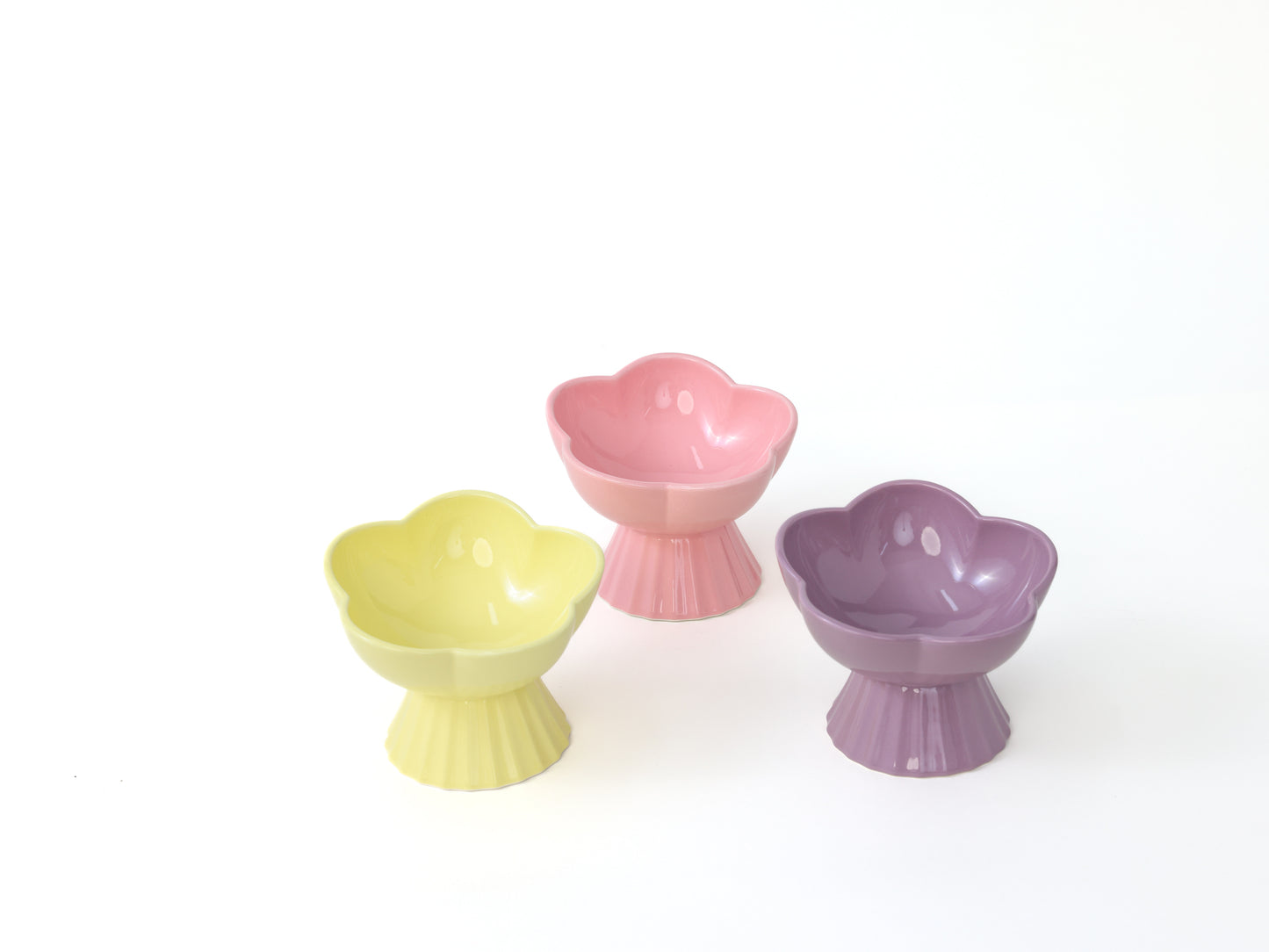 “the Floret” Elevated Ceramic Pet Bowl - YELLOW