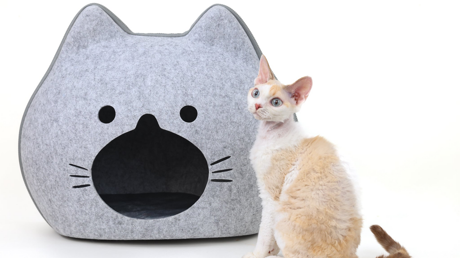 Grey Kitty Cat Bed Cave